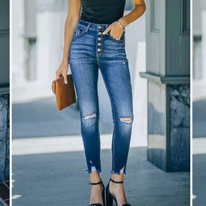 Frayed Ankle High Waisted Skinny
